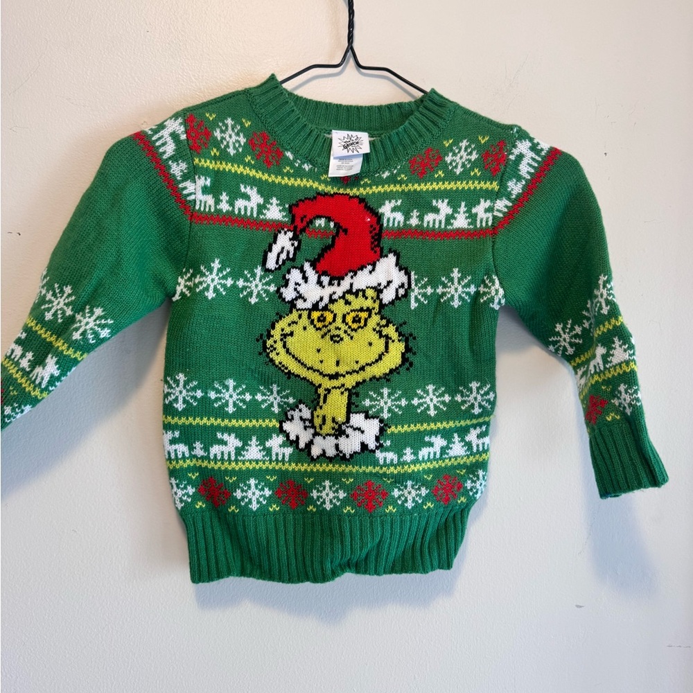 Kids toddler 3T green grinch sweater Christmas